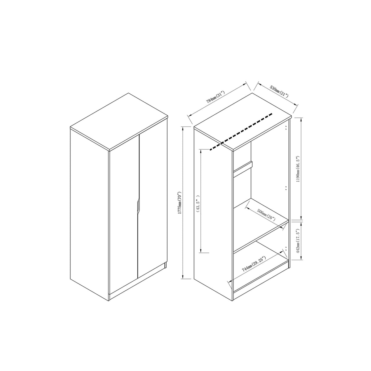 2-Door Wardrobe Armoire T899959