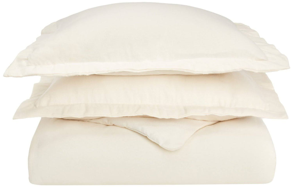 Solid Cotton Flannel Duvet Cover Set King/Cal King I9042