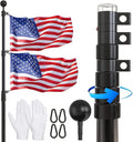 25 FT Heavy Duty Telescopic Flag Pole Kit Black E682