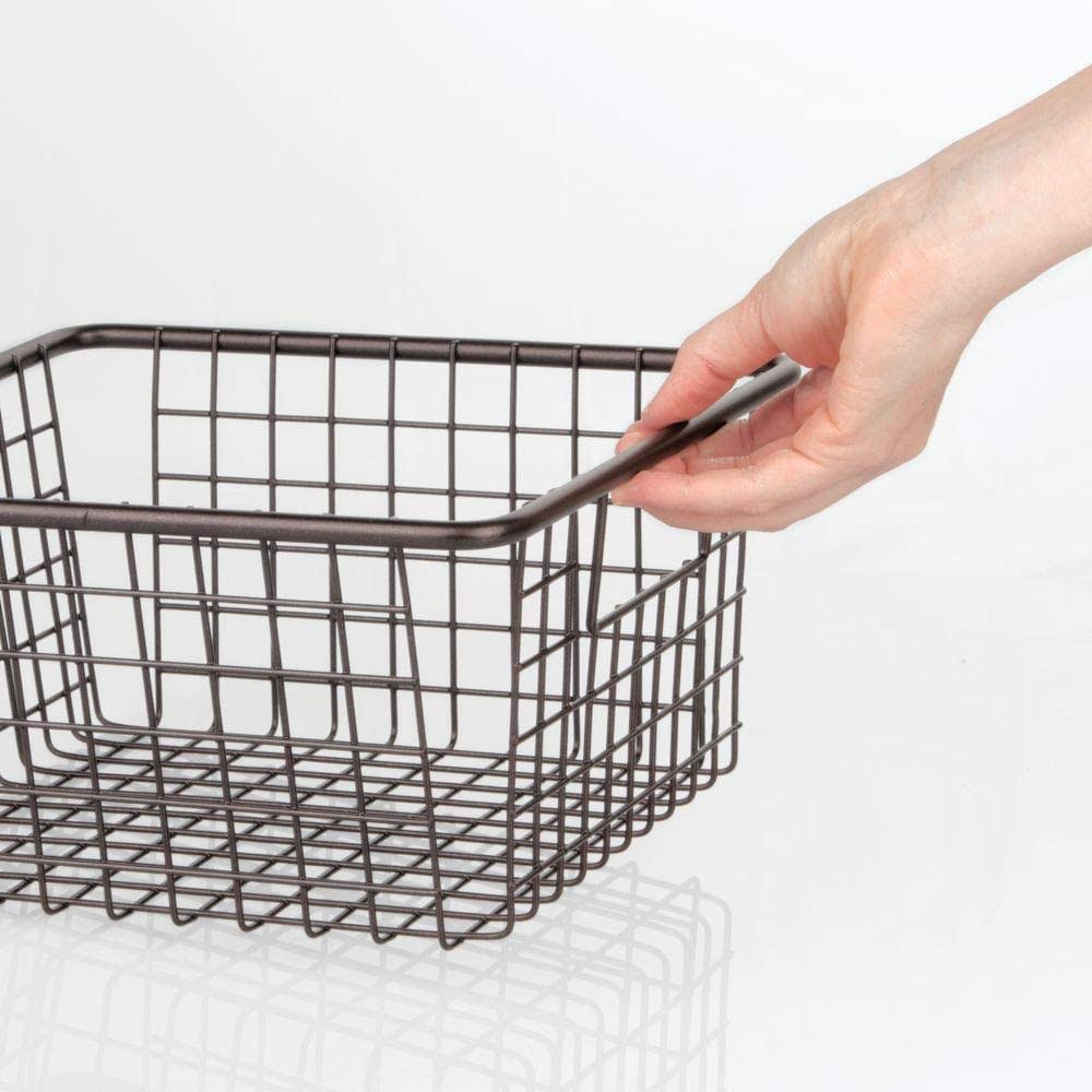Metal Wire Food Storage Organizer Bin Basket with Handles M1040