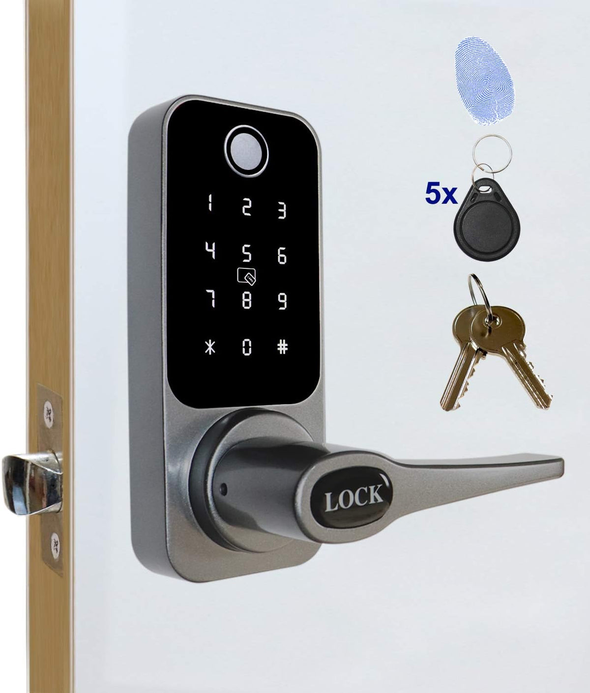 4-in-1 Electronic Door Lock Fingerprint Password RFID Card Mechanical Key E759