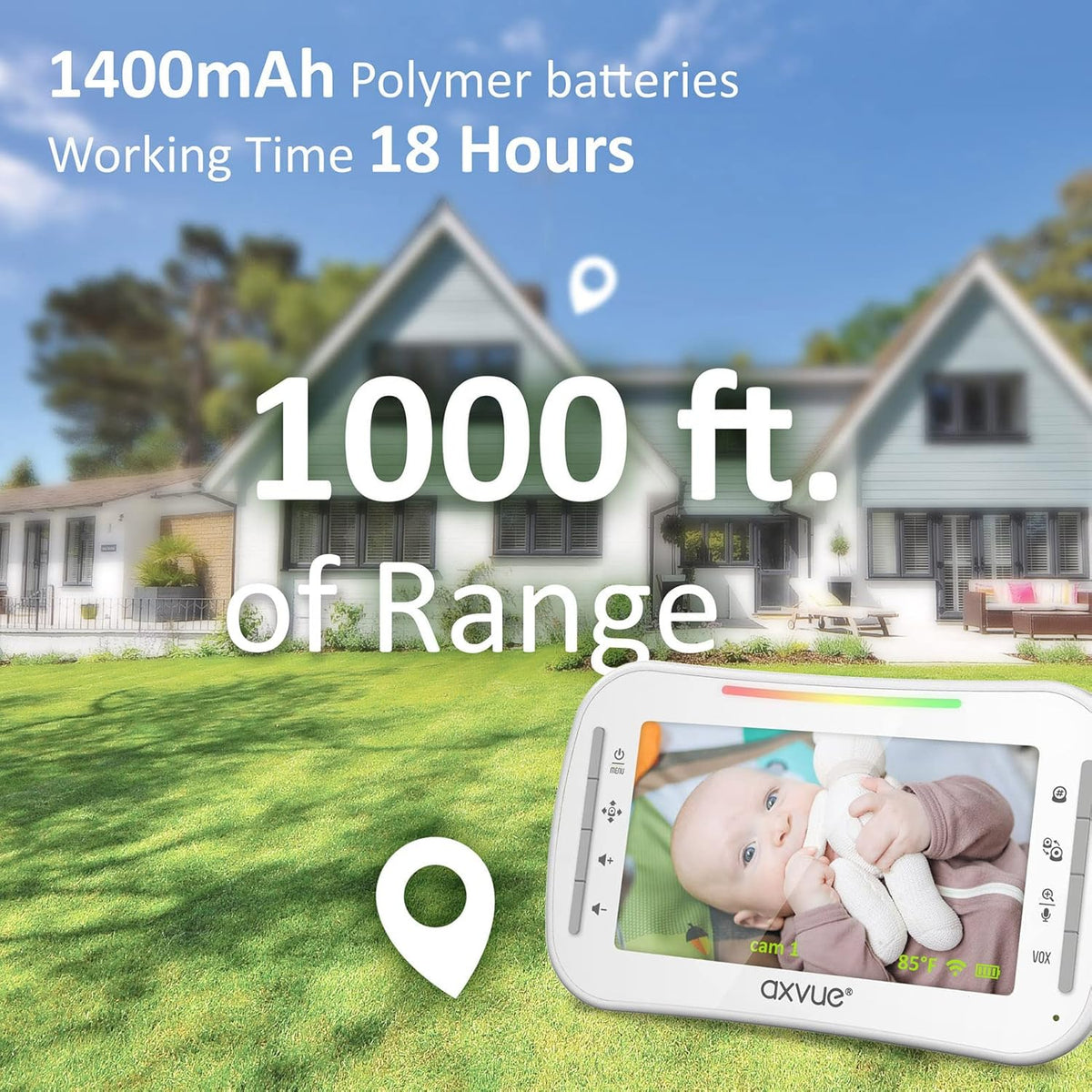 Baby Monitor with Pan-Tilt-Zoom Camera and LCD Screen, Night Vision F195