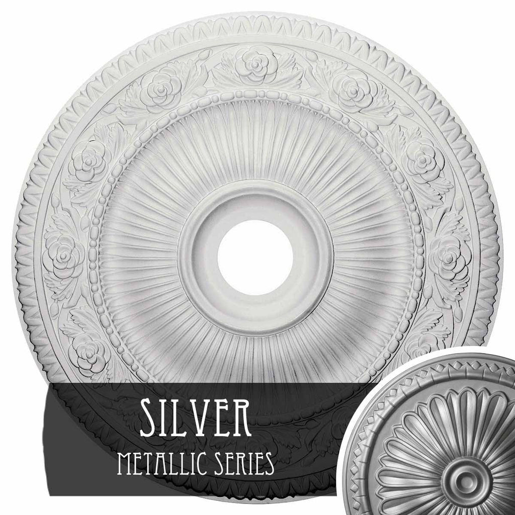 Hand-Painted Silver Ceiling Medallion F77850