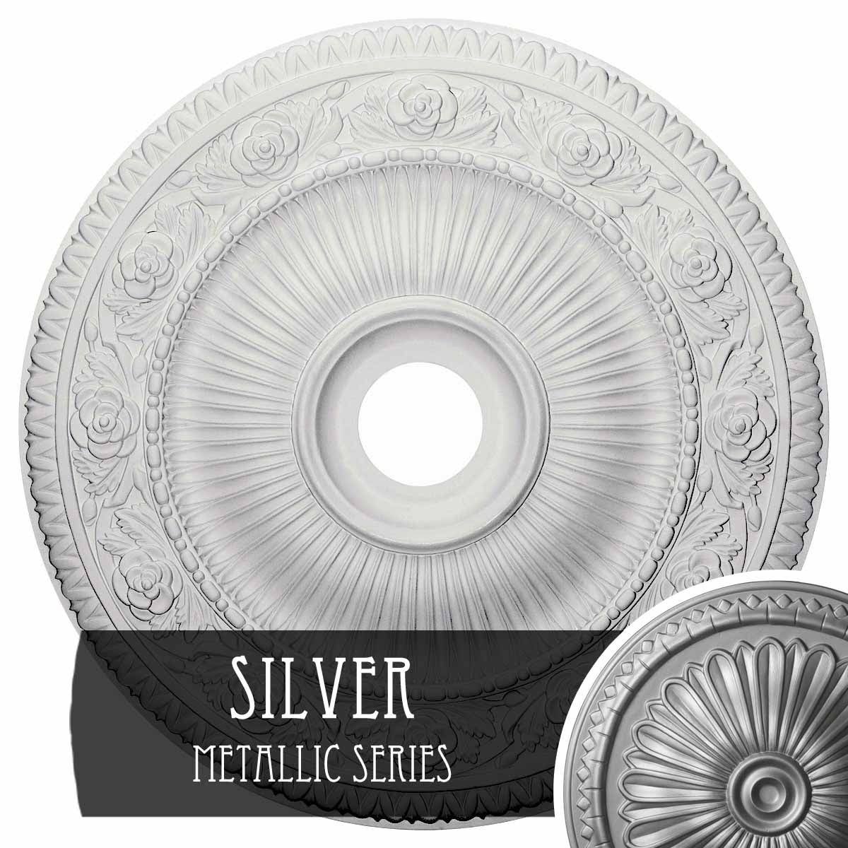Hand-Painted Silver Ceiling Medallion F77850