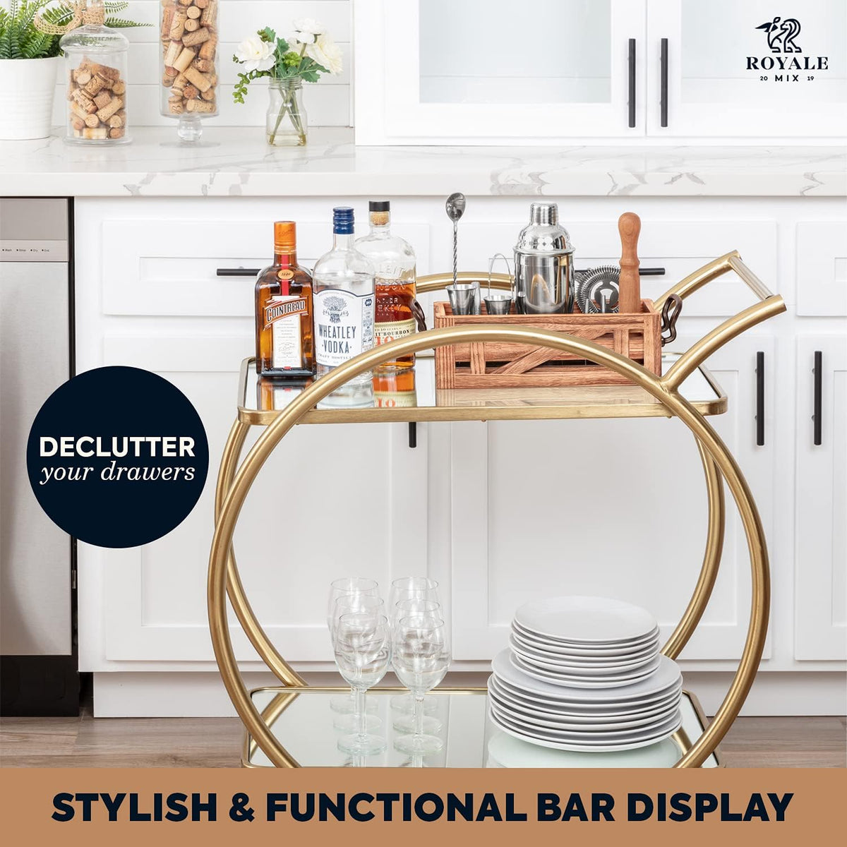 12 Piece Stainless Steel Bartender Kit with Wooden Stand R8006