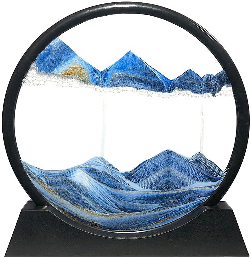 Moving Sand Art Picture Round Glass 3D Deep Sea (Green, 7 Inch) C81816