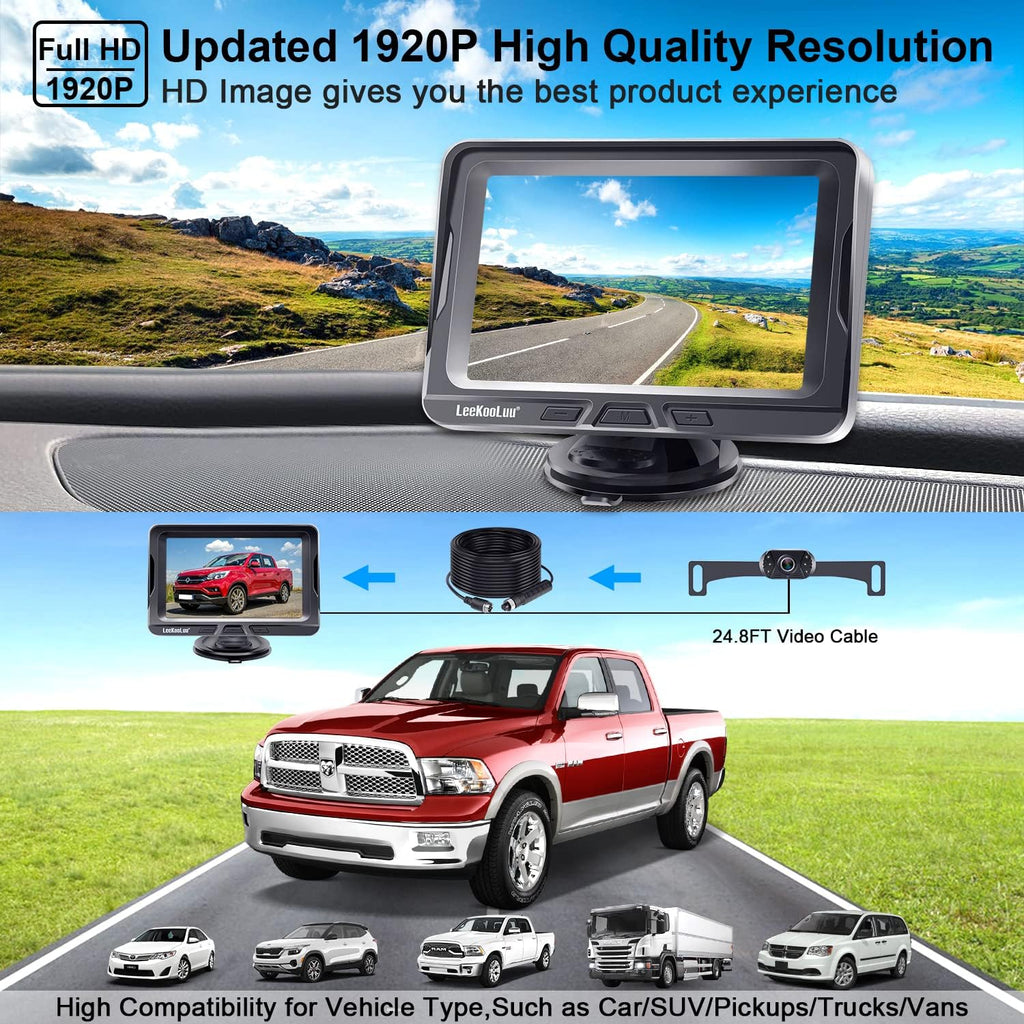 Backup Camera with 5 Monitor, AHD 1080P Rear View Camera System G507447