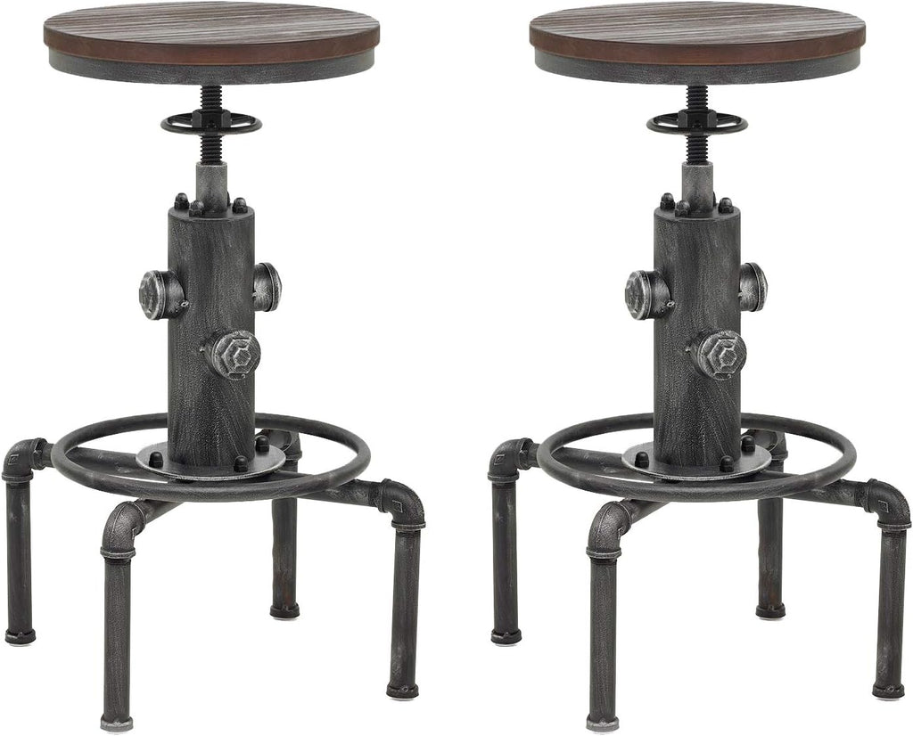 Adjustable Height Solid Wood Barstool Set of 2 S26165
