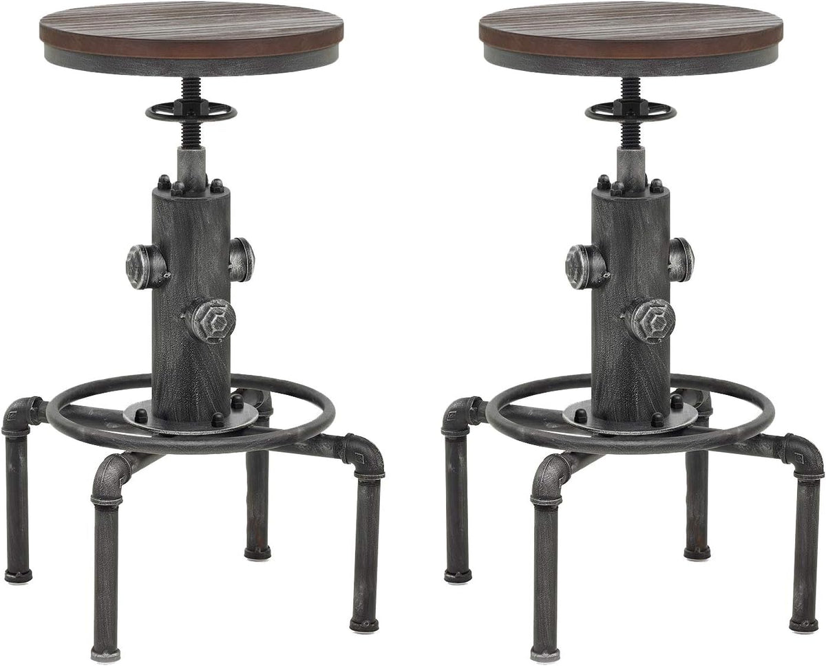 Adjustable Height Solid Wood Barstool Set of 2 S26165