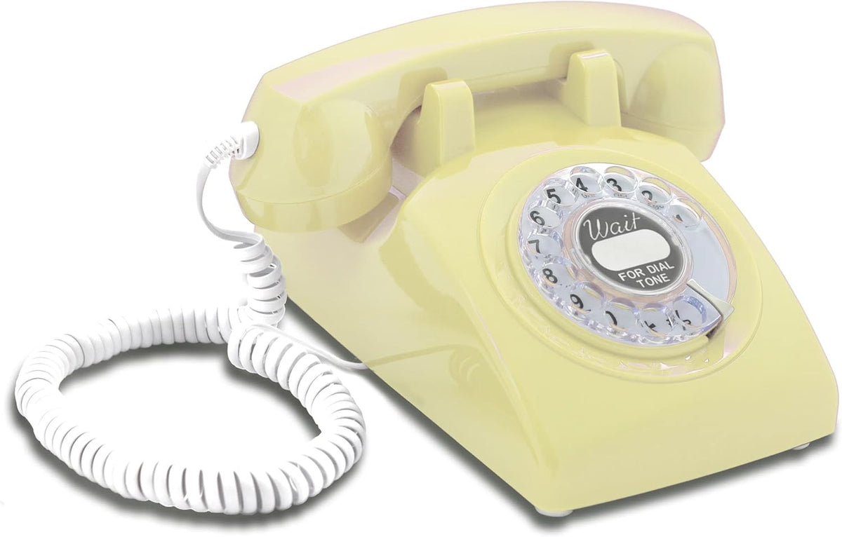 White Rotary Retro Phone with Classic United States Rotary Dial Inlay Pack of 2 G70081