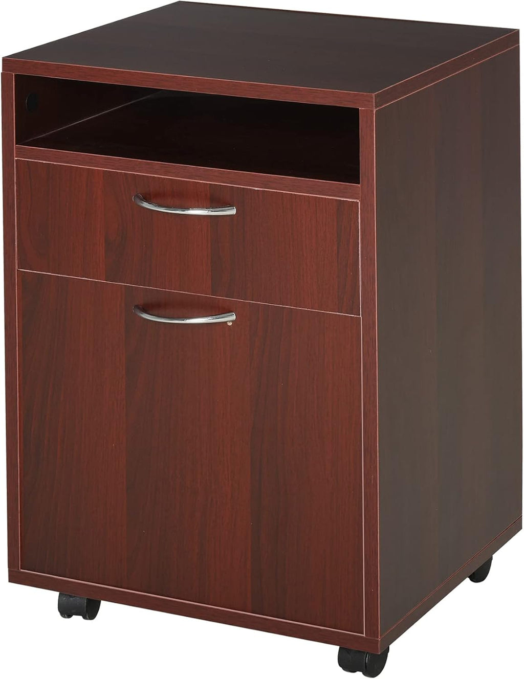 Mobile File Cabinet with Castors and Lockable Drawer, Brown F509