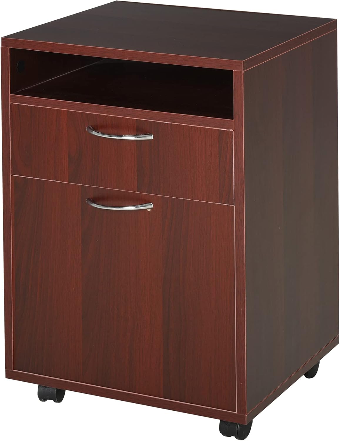 Mobile File Cabinet with Castors and Lockable Drawer, Brown F509