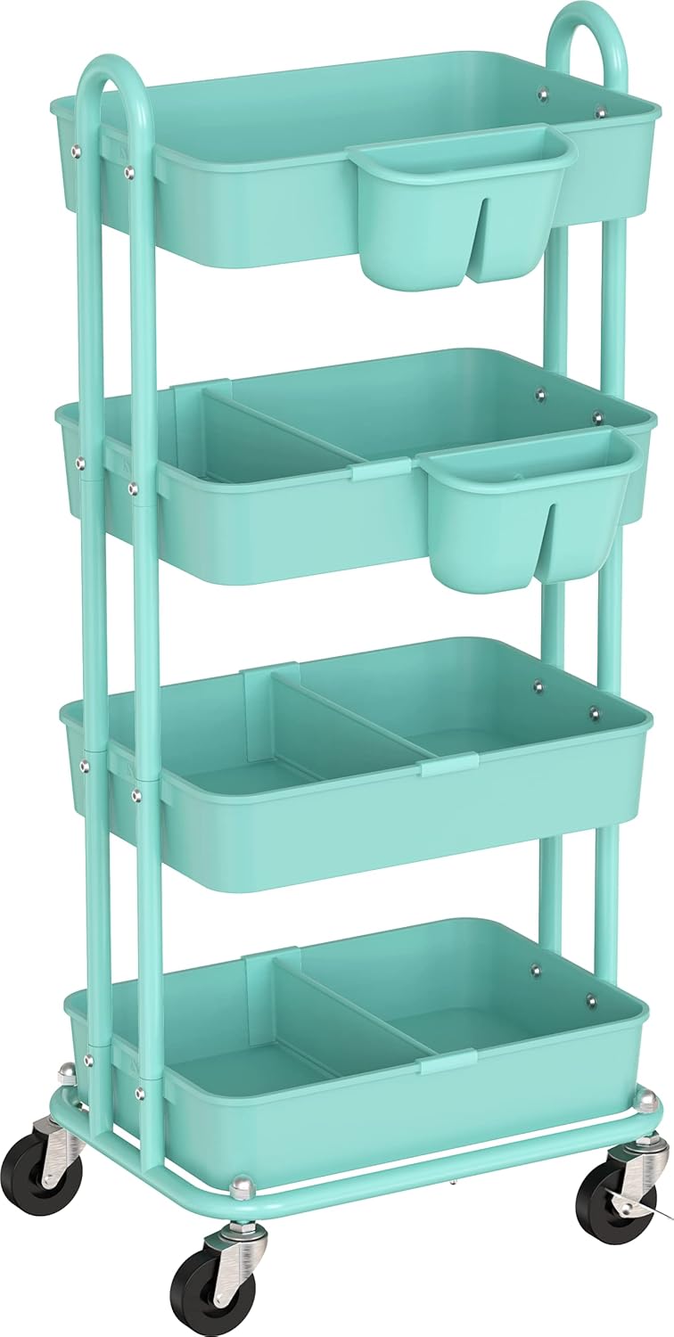 Heavy Duty 4-Tier Rolling Cart, White H715886