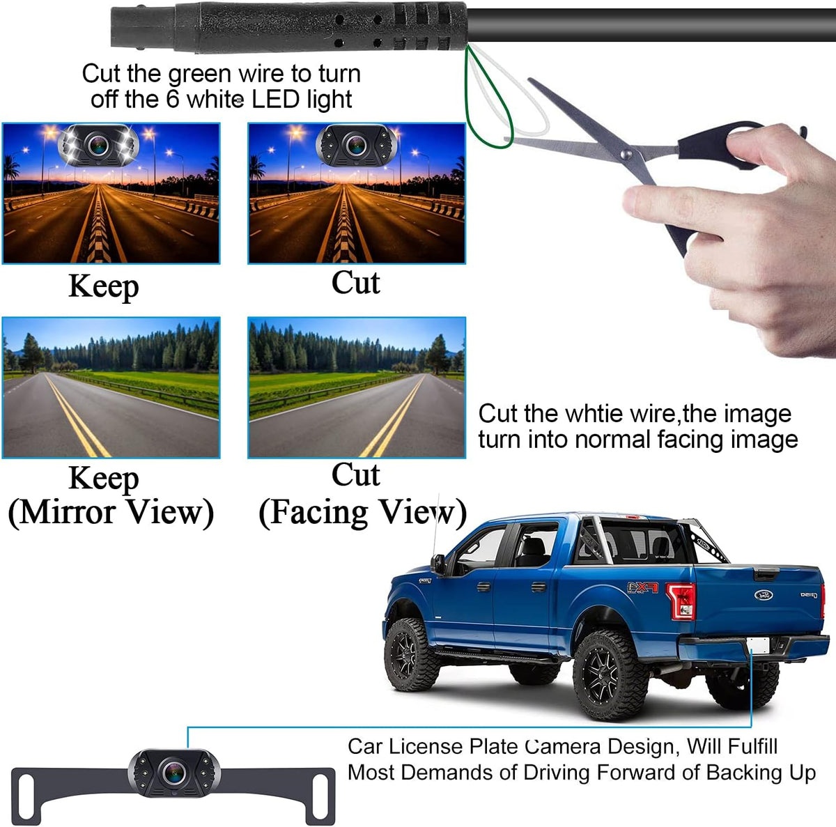 Backup Camera Rear View Monitor Kit HD 1080P Waterproof Night Vision X380183