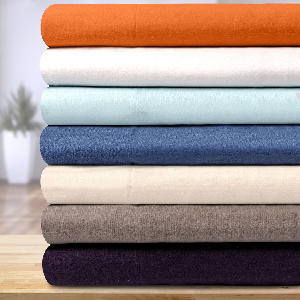 Solid Cotton Flannel Duvet Cover Set King/Cal King I9042