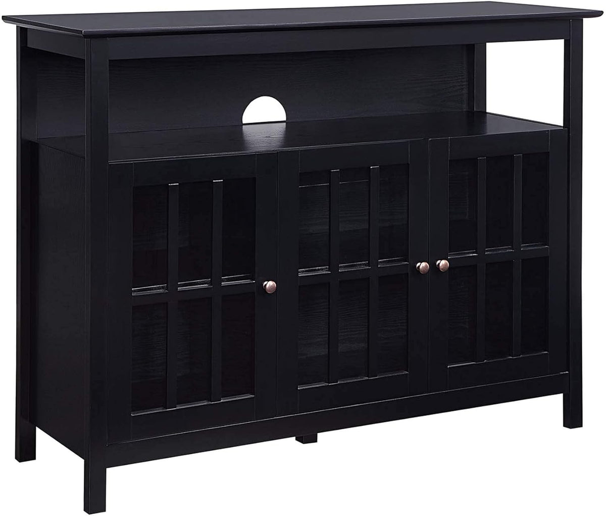 White TV Stand with Storage Cabinets and Shelf C7690
