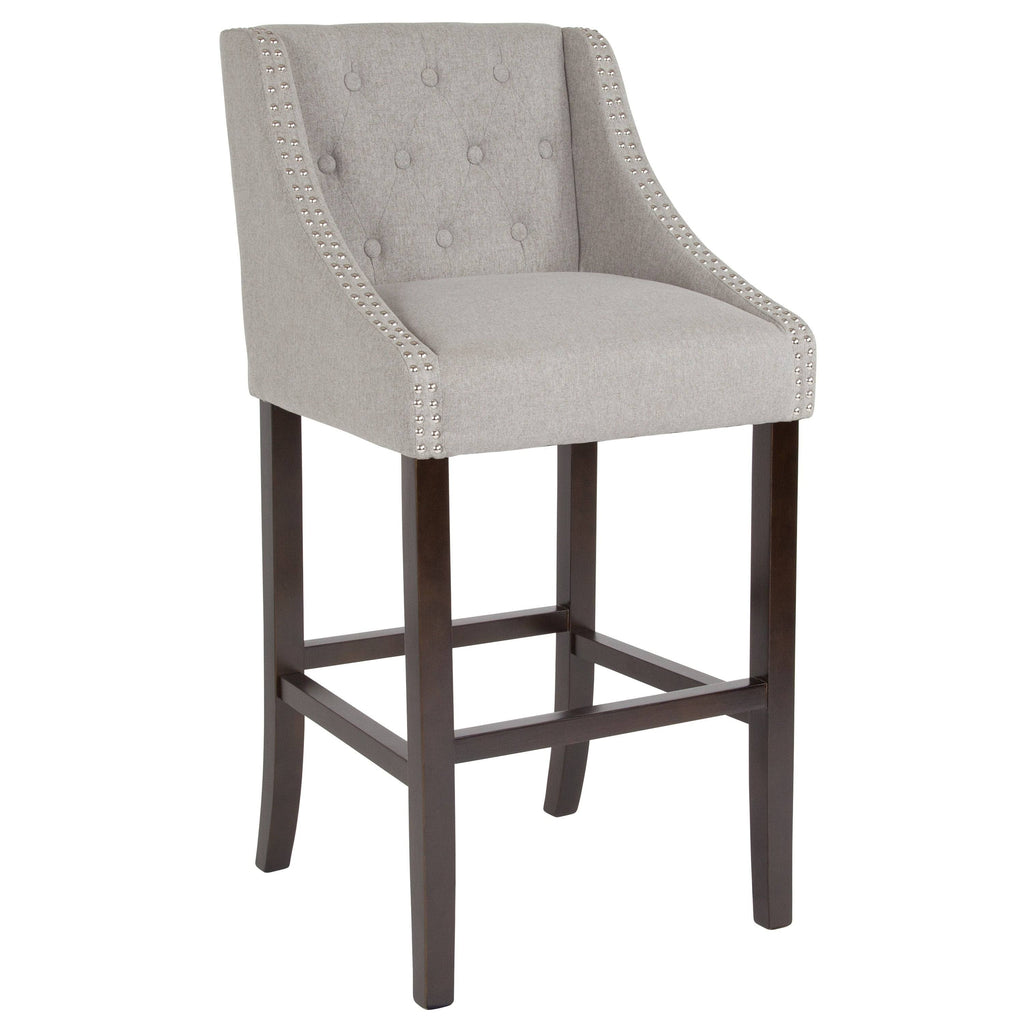 Brown Tufted Fabric Barstool A81301