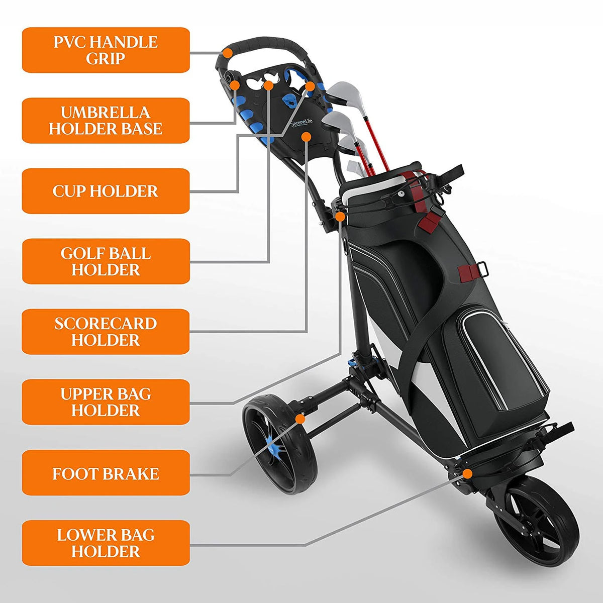 3 Wheel Folding Golf Bag Push Cart K76019