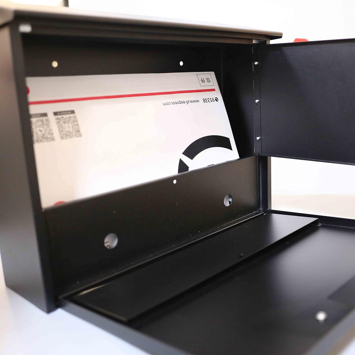Wall Mount Locking Mailbox with Code Lock Black Large Capacity Y8863