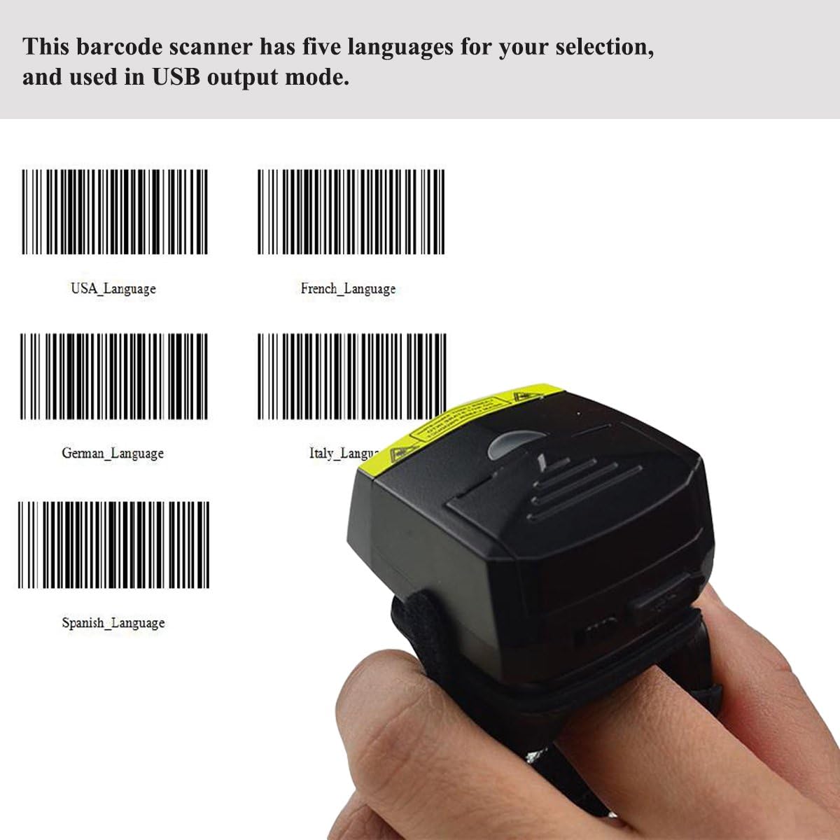 2D Wireless Finger Scanner with Alloy Shell & 350mAh Battery R868