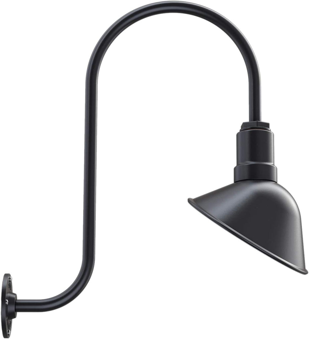 Matte Black 9 in Dome 16 in Gooseneck Outdoor Wall Light C59831