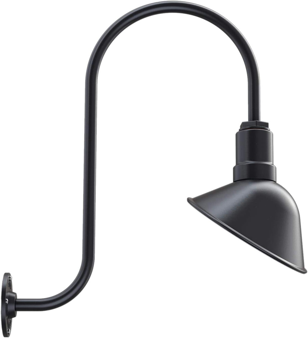 Matte Black 9 in Dome 16 in Gooseneck Outdoor Wall Light C59831