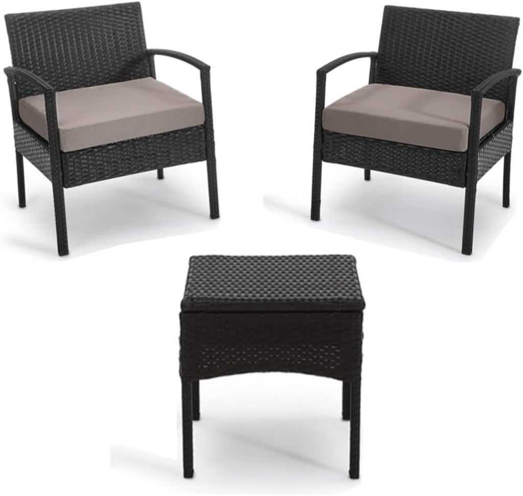 3 PCS Patio Rattan Bistro Set with Coffee Table and 2 Sofas Z25992