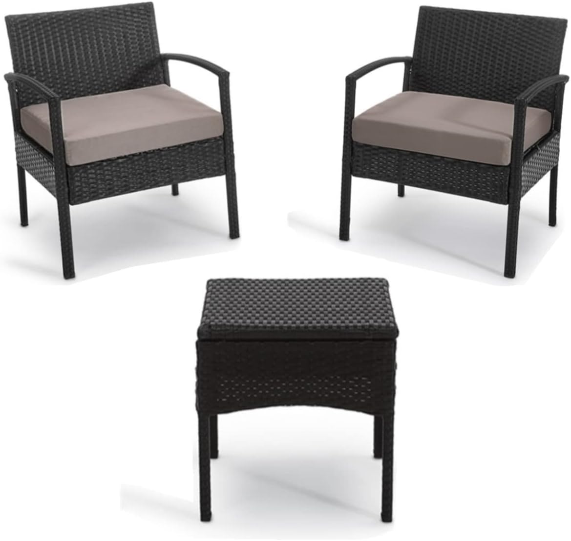 3 PCS Patio Rattan Bistro Set with Coffee Table and 2 Sofas Z25992