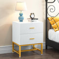 White 2-Drawer Nightstand with Storage Cabinet Q40652