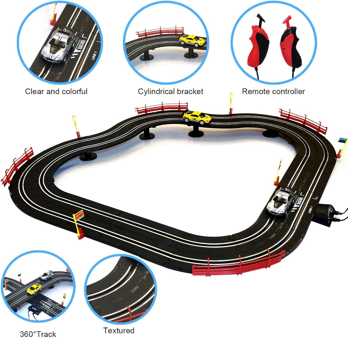 1:43 Scale Electric Racing Track Set with 2 Controllers C20482