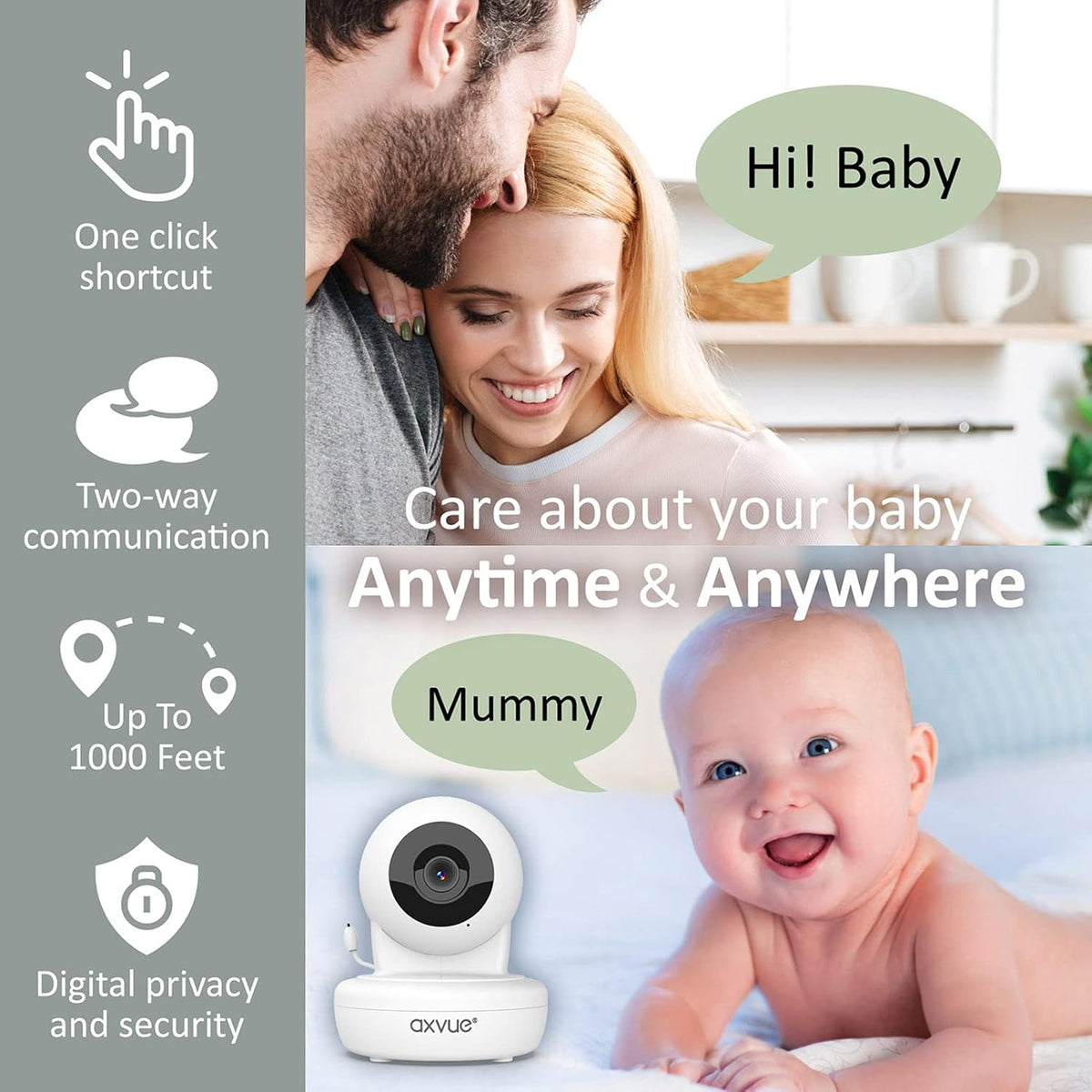 Baby Monitor with Pan-Tilt-Zoom Camera and LCD Screen, Night Vision F195