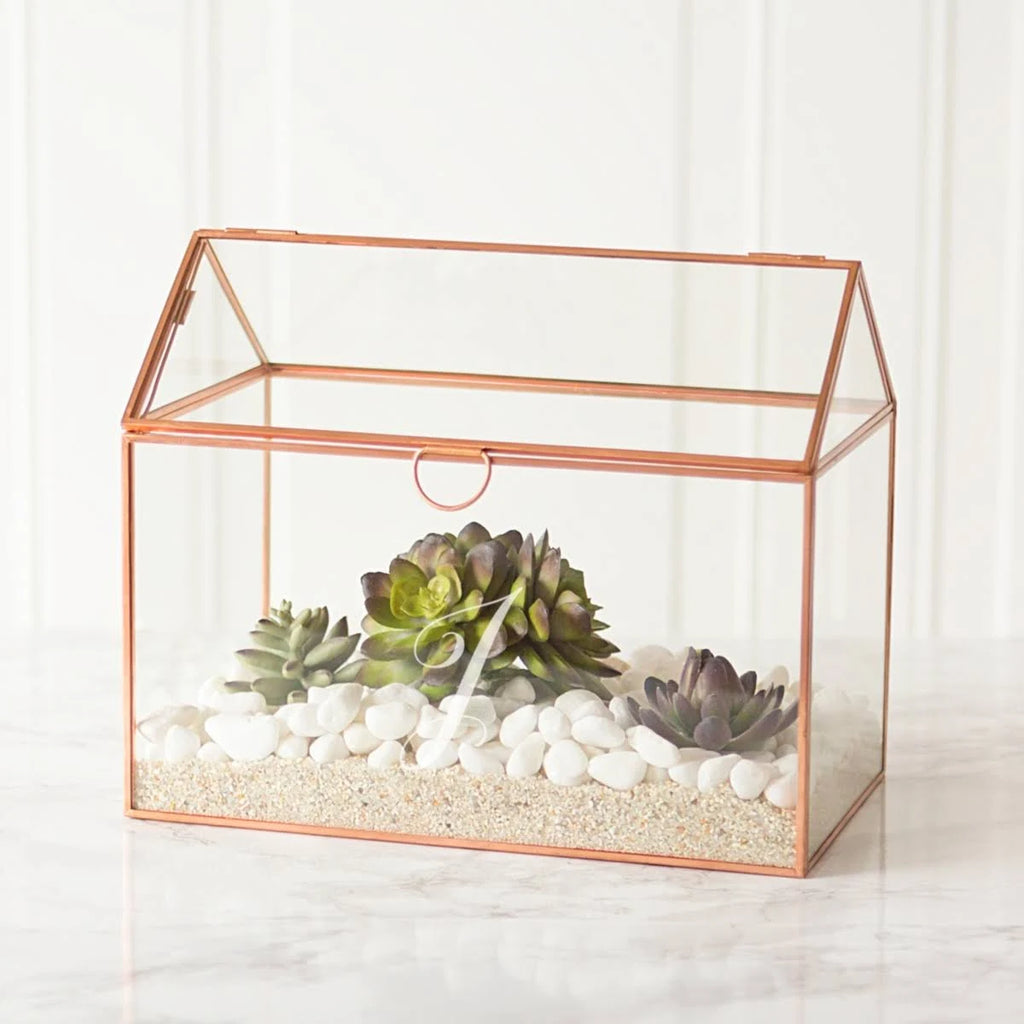Rose Gold Glass Terrarium Card Holder B3867