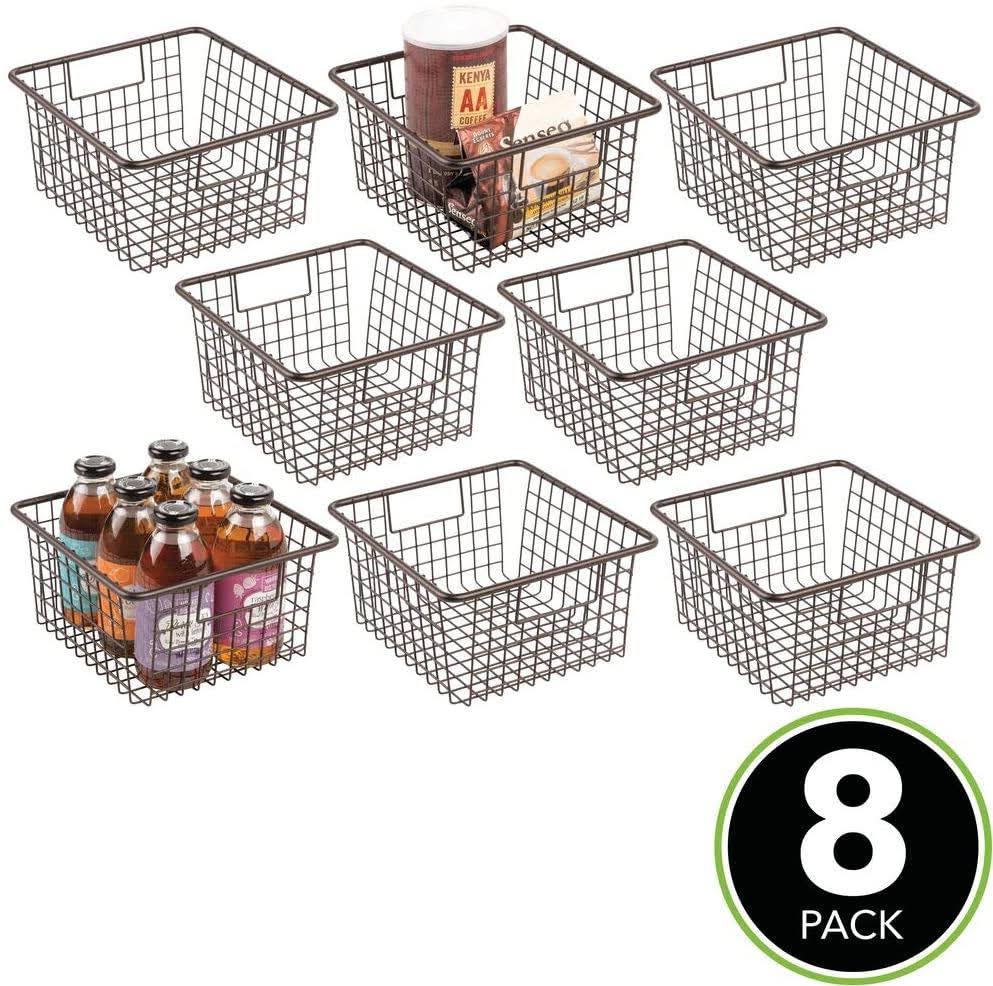 Metal Wire Food Storage Organizer Bin Basket with Handles M1040
