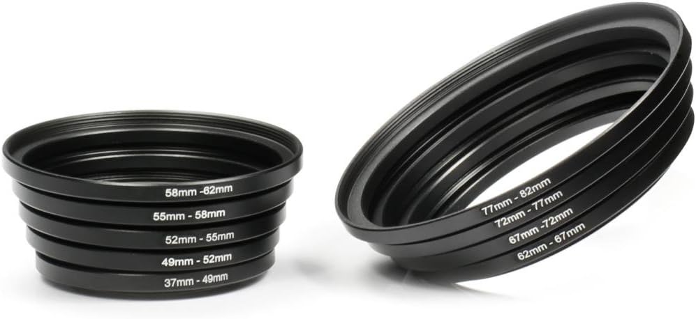 18 Pieces Filter Ring Adapter Set Black D5104