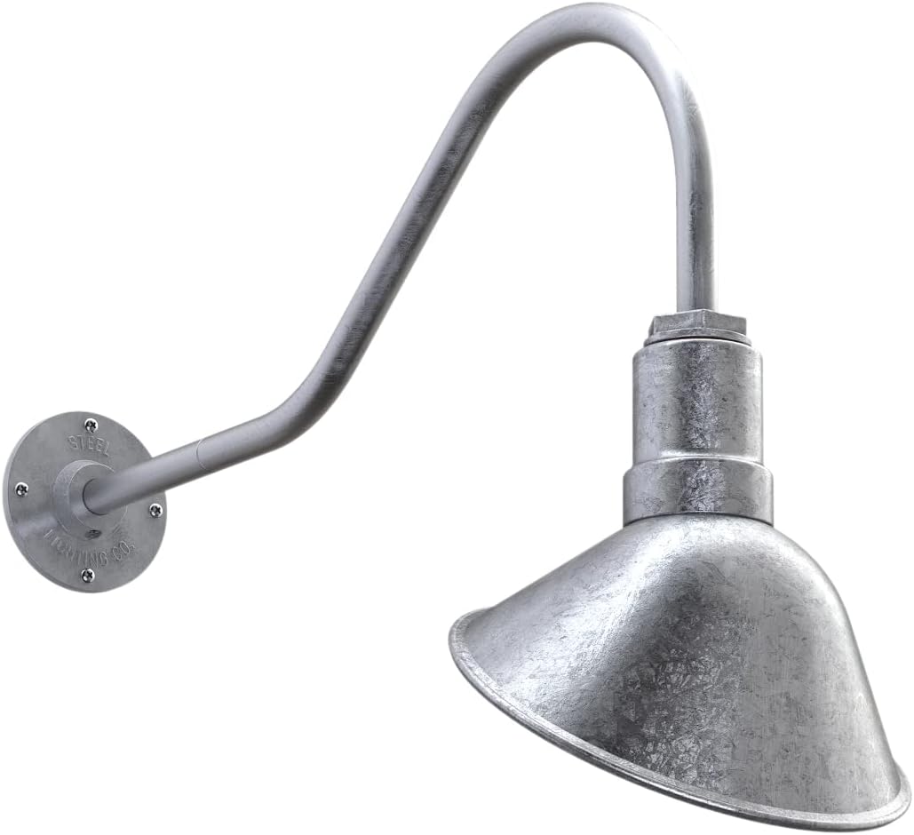 Matte Black 9 in Dome 16 in Gooseneck Outdoor Wall Light C59831