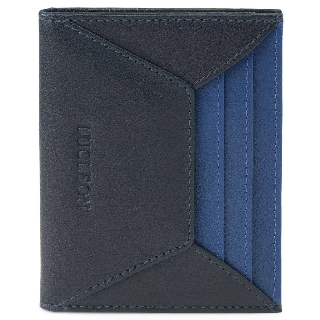 Black Blue Leather RFID-Blocking Card Holder J858864