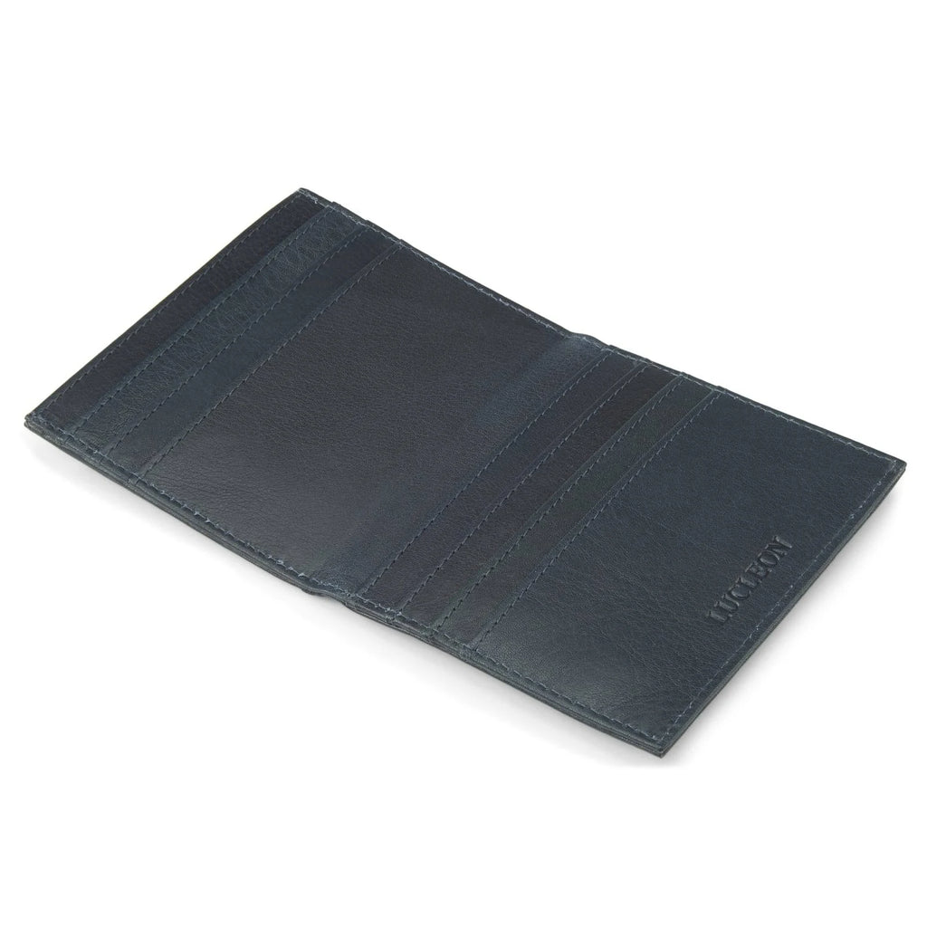 Black Blue Leather RFID-Blocking Card Holder J858864
