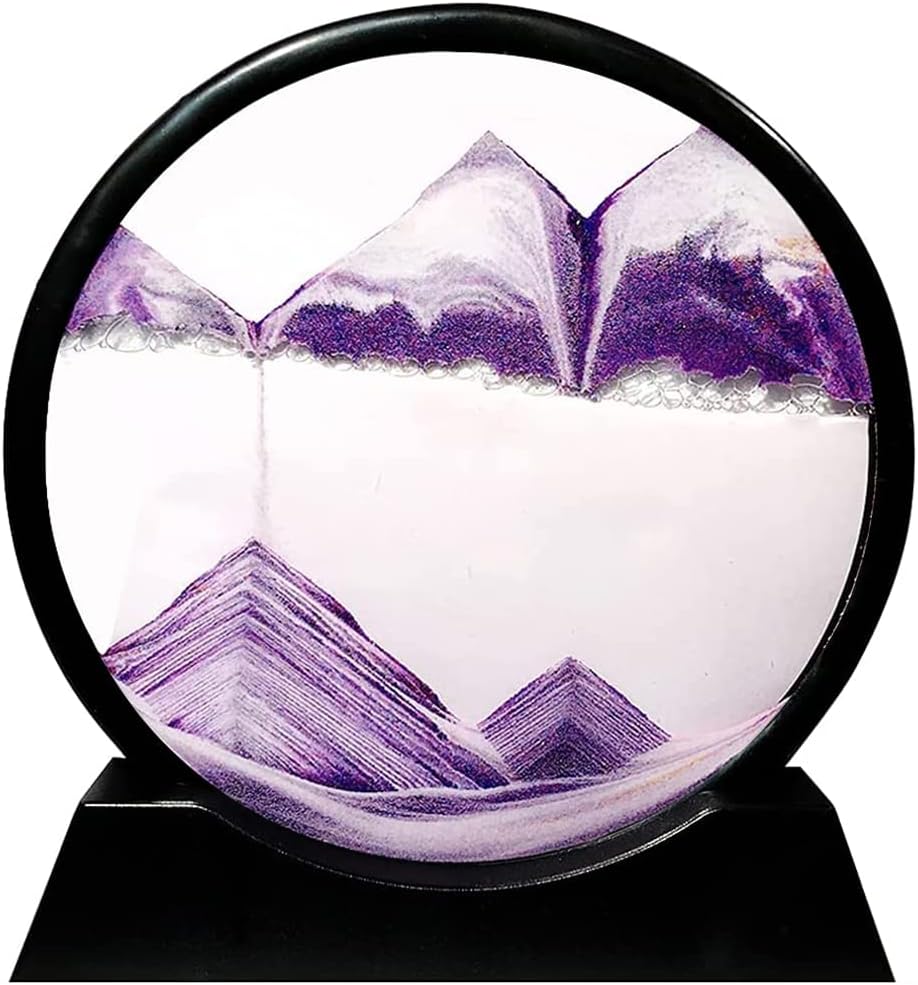 Moving Sand Art Picture Round Glass 3D Deep Sea (Green, 7 Inch) C81816