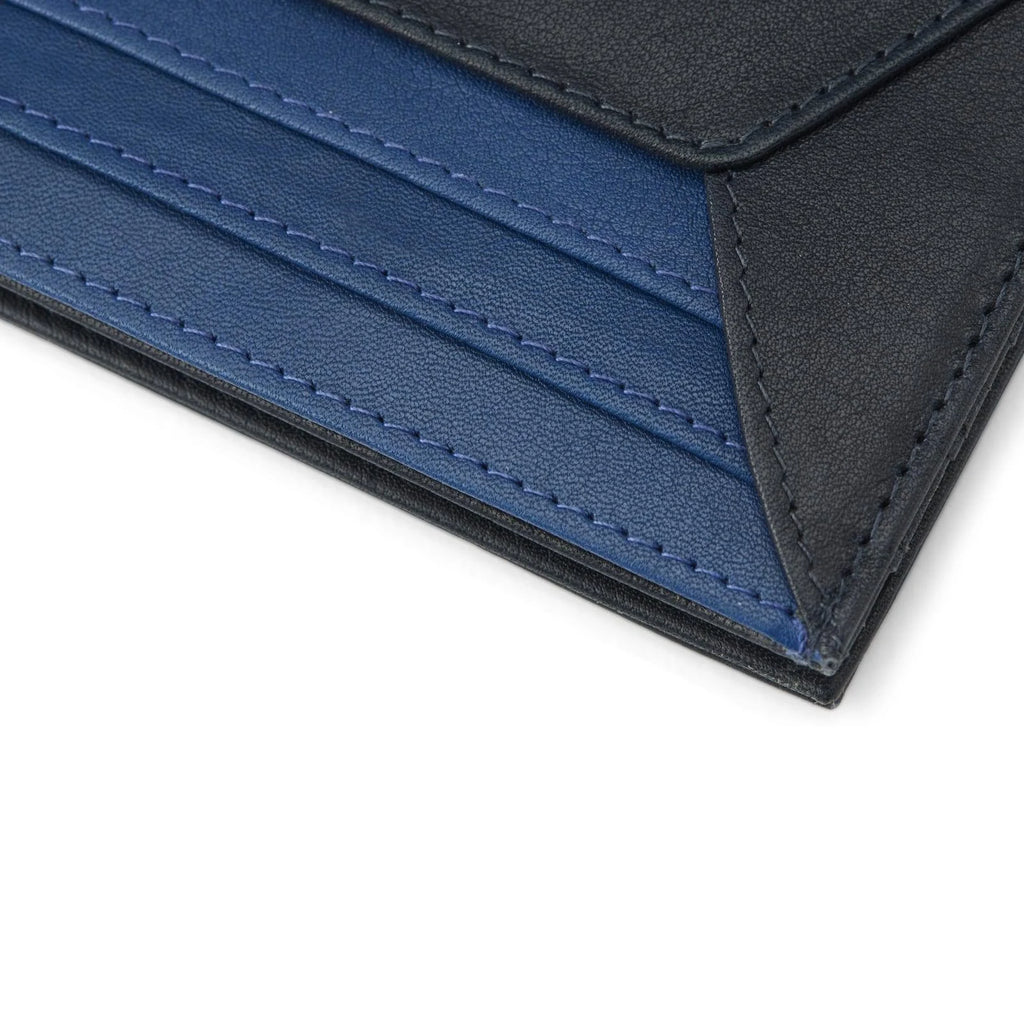 Black Blue Leather RFID-Blocking Card Holder J858864
