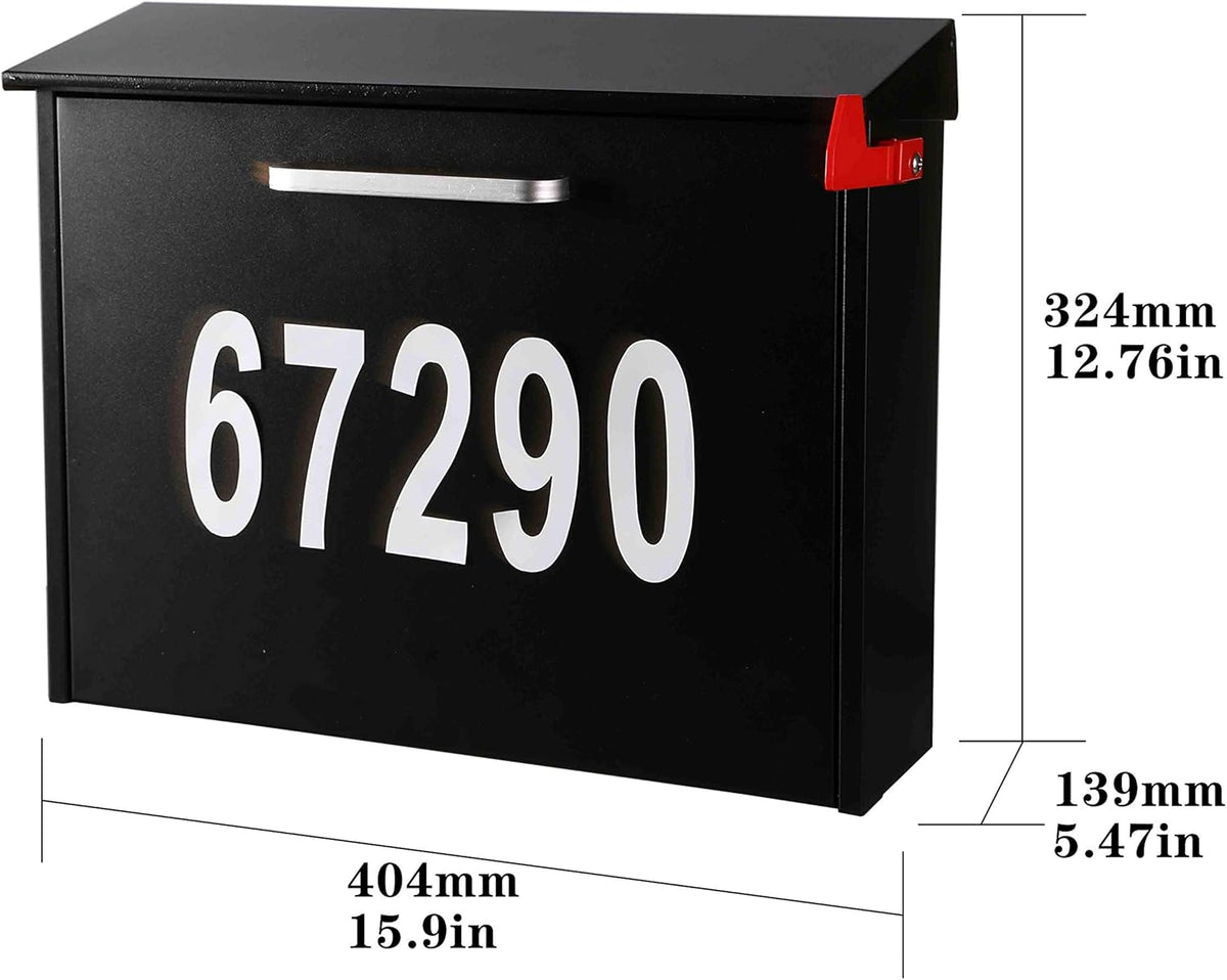 Wall Mount Locking Mailbox with Code Lock Black Large Capacity Y8863