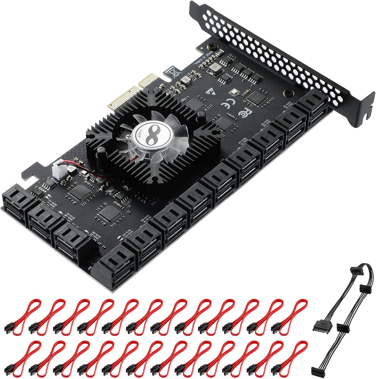 18 Port 6Gbps SATA 3.0 PCIE Card with SATA Cables E21527