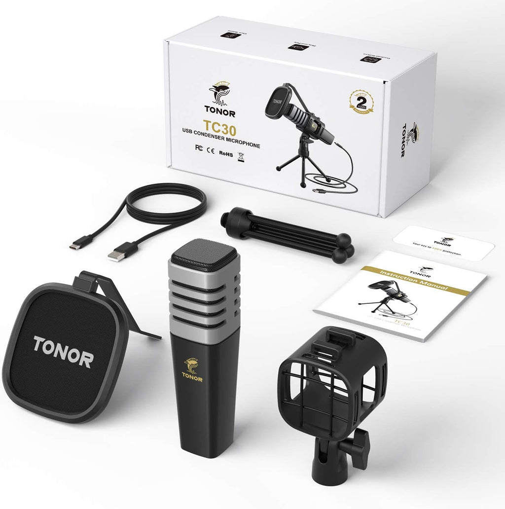 USB Microphone with Tripod Stand, Pop Filter, Shock Mount Q77326
