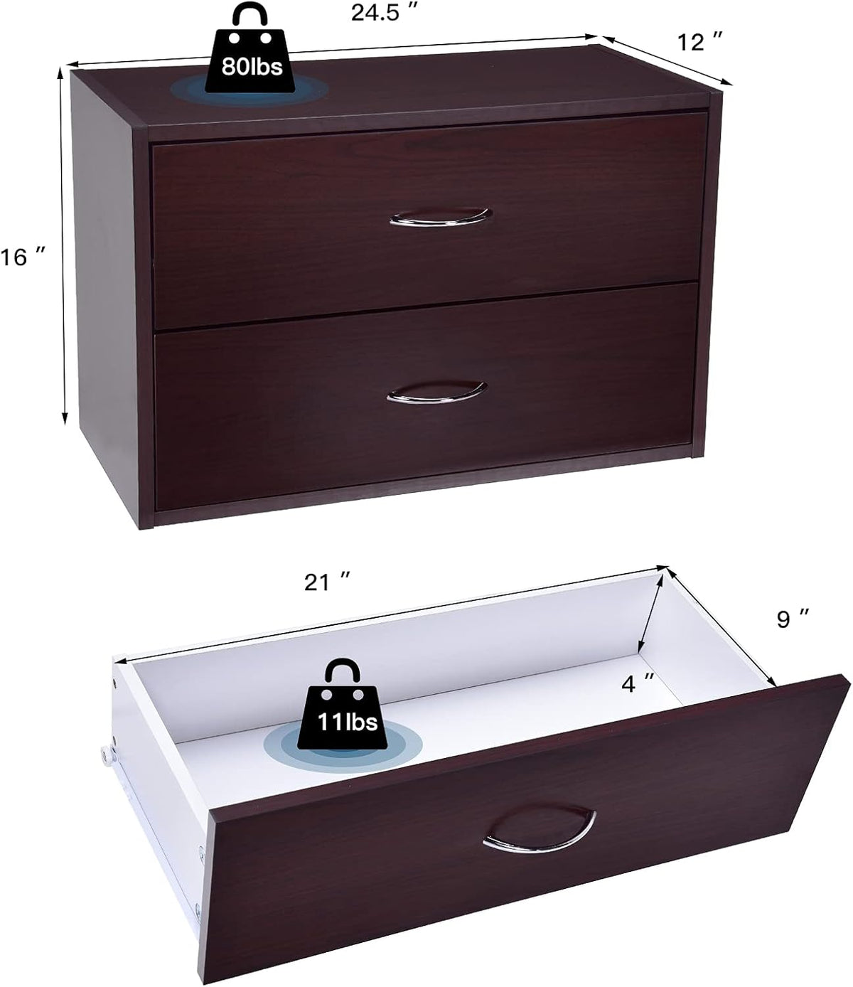Brown 2 Drawer Dresser U55961