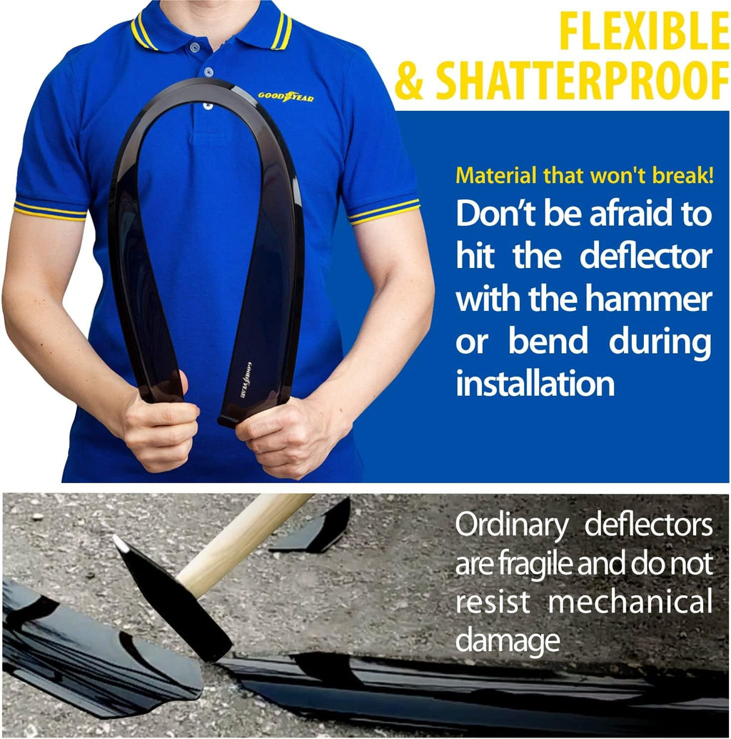 Shatterproof Window Deflectors, Tape-on Rain Guards, 4 pcs T739