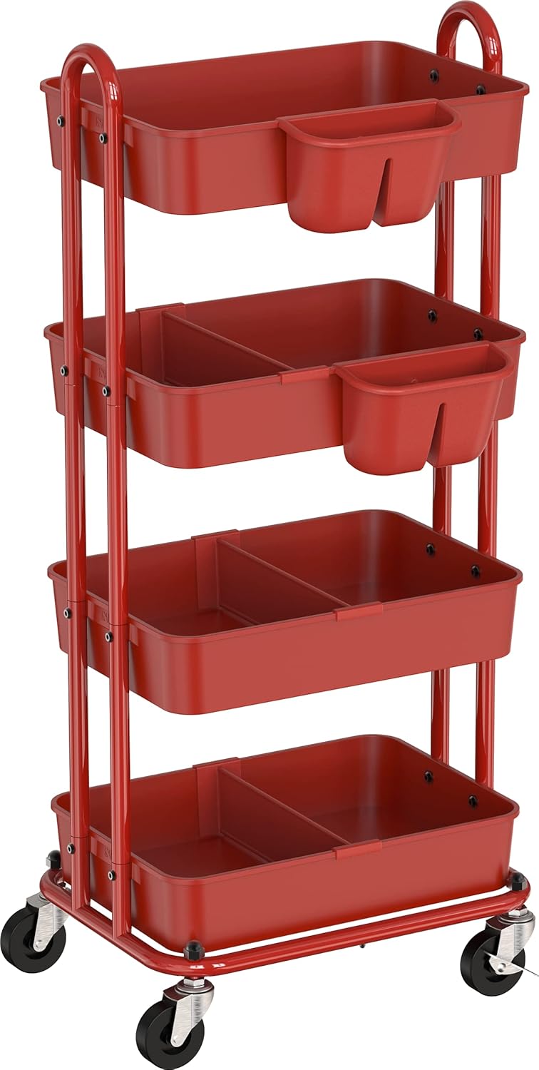 Heavy Duty 4-Tier Rolling Cart, White H715886