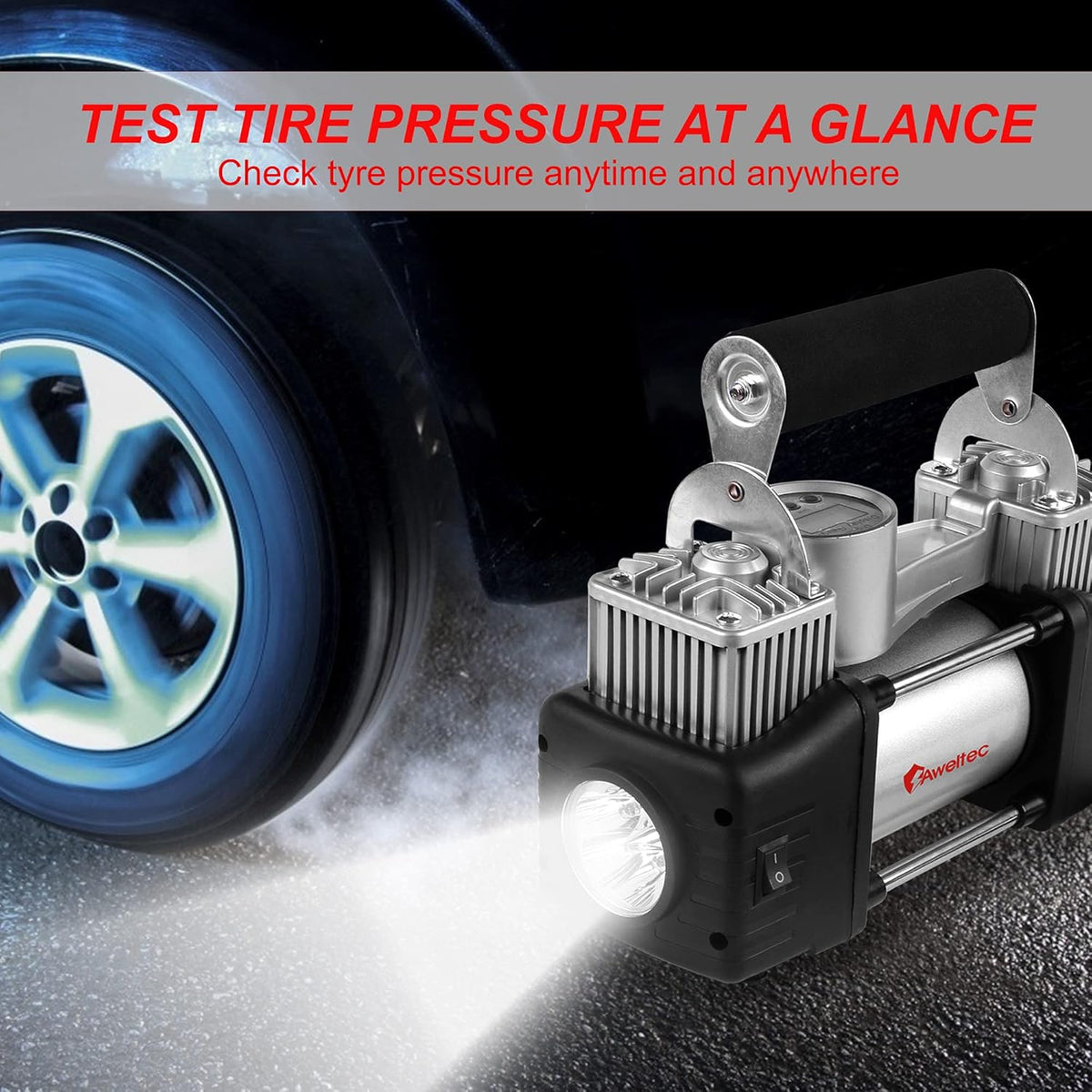 12V Heavy Duty Portable Air Compressor Tire Inflator Kit C84593