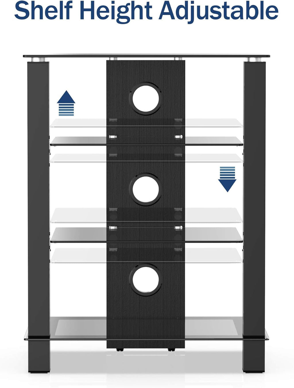 4-Tier AV Media Cabinet Stand with Tempered Glass Shelves T87932