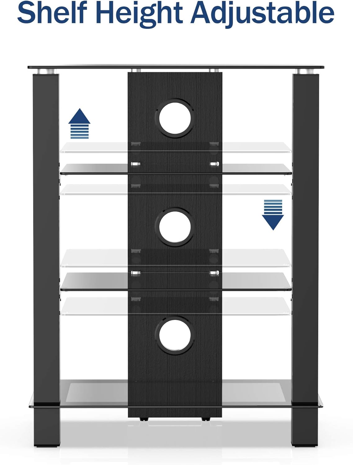 4-Tier AV Media Cabinet Stand with Tempered Glass Shelves T87932