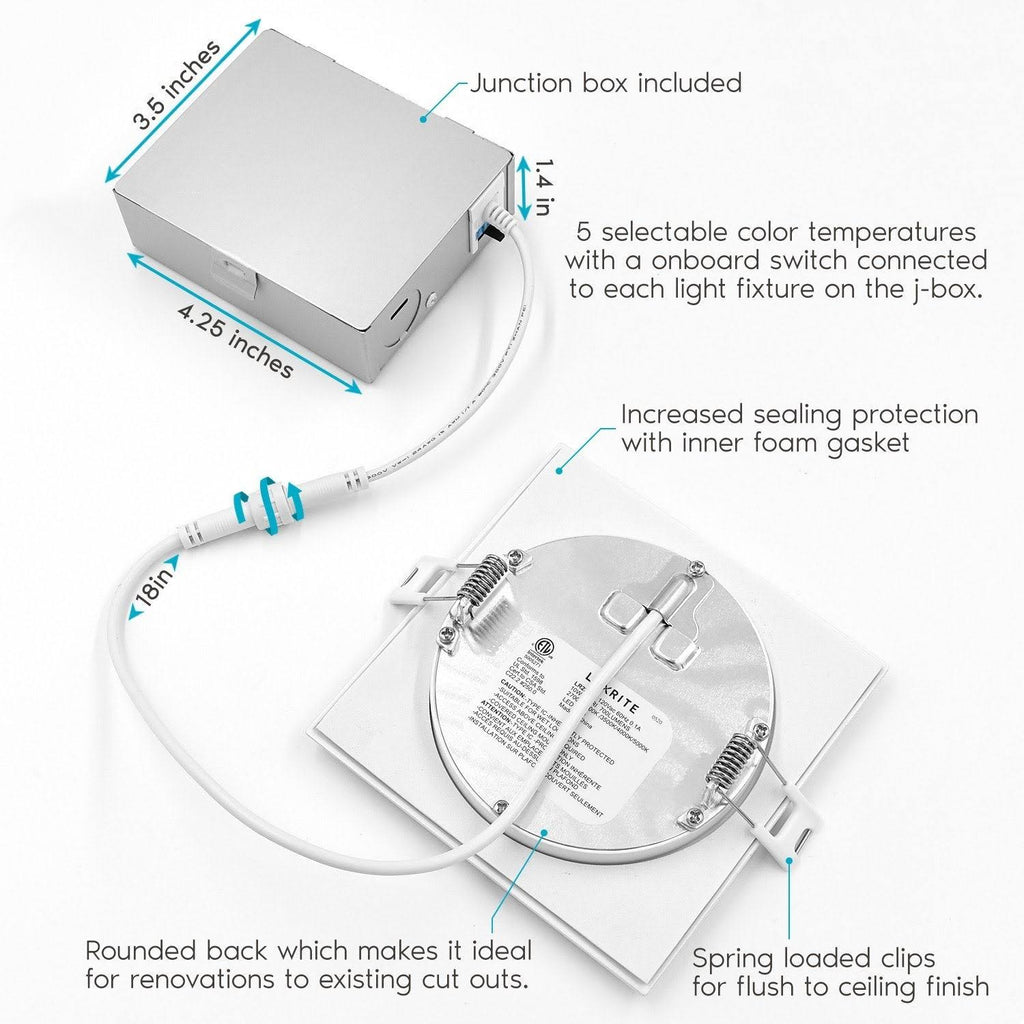 4 in Dimmable Integrated LED Recessed Light Ultra Thin Square Kit 12-Pack F871