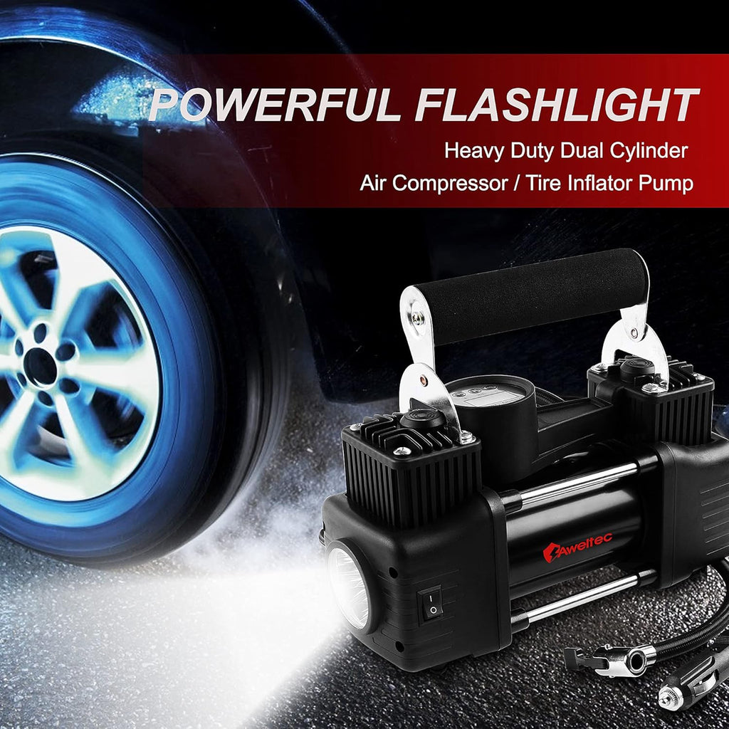 12V Heavy Duty Portable Air Compressor Tire Inflator Kit C84593